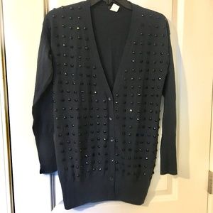 J. Crew Navy Beaded Cardigan Sweater RARE